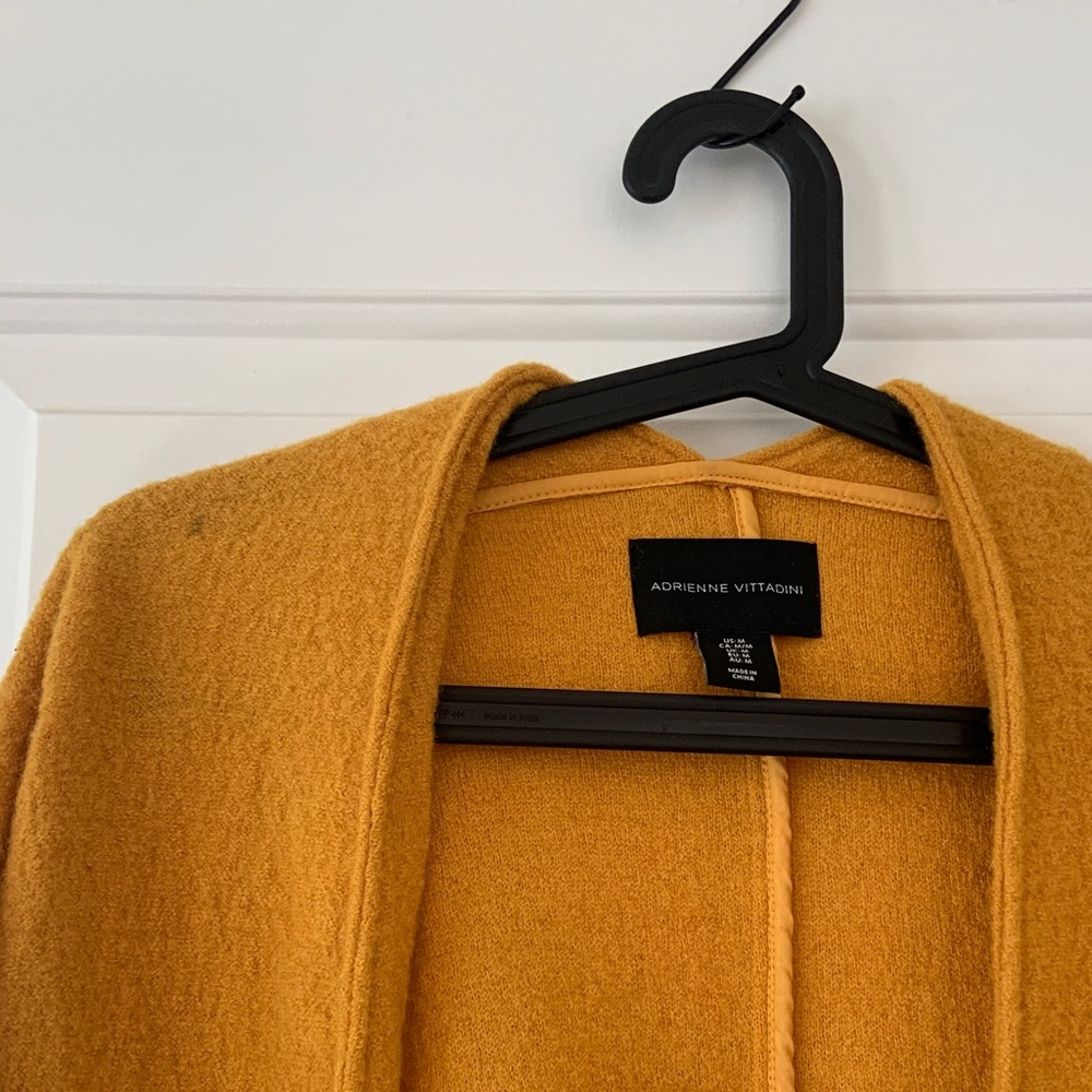 Adrienne Vittadini Mustard Yellow Open Front Cardigan